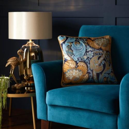 Laurence Llewelyn-Bowen - Down the Dilly Ochre/Blue 43x43cm Cushion Cover