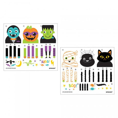 Pack of 12 vibrant Halloween hand temporary tattoos featuring spooky and fun designs for all ages.