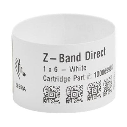 Zebra Z-BAND Direct ADULT 25X279MM 200 bands/cartr WHITE Box of 6 (10006995K)
