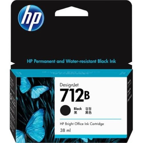 HP 712B 38-ml Black DesignJet Ink Cartridge (3ED28A)
