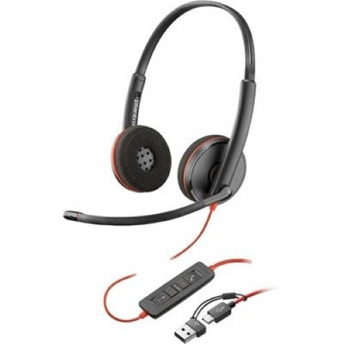 HP Poly Blackwire 3220 Stereo USB-C Headset +USB-C/A Adapter (8X228AA)