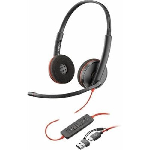 HP Poly Blackwire 3220 Stereo USB-C Headset +USB-C/A Adapter (8X228AA)