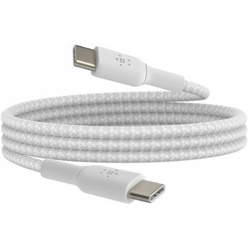 Belkin 15cm USB-C TO USB-C BOOSTCHARGE CABLE, BRAIDED, WHITE (CAB004BT0MWH)