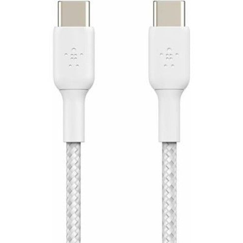Belkin 15cm USB-C TO USB-C BOOSTCHARGE CABLE, BRAIDED, WHITE (CAB004BT0MWH)