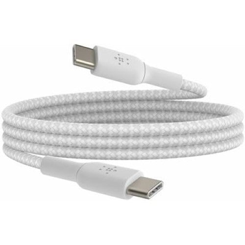 Belkin 15cm USB-C TO USB-C BOOSTCHARGE CABLE, BRAIDED, WHITE (CAB004BT0MWH)