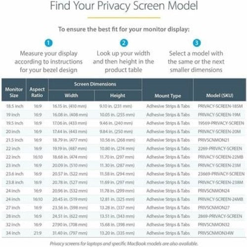 StarTech.com 23 in. Monitor Privacy Screen - Universa (PRIVACY-SCREEN-23M)