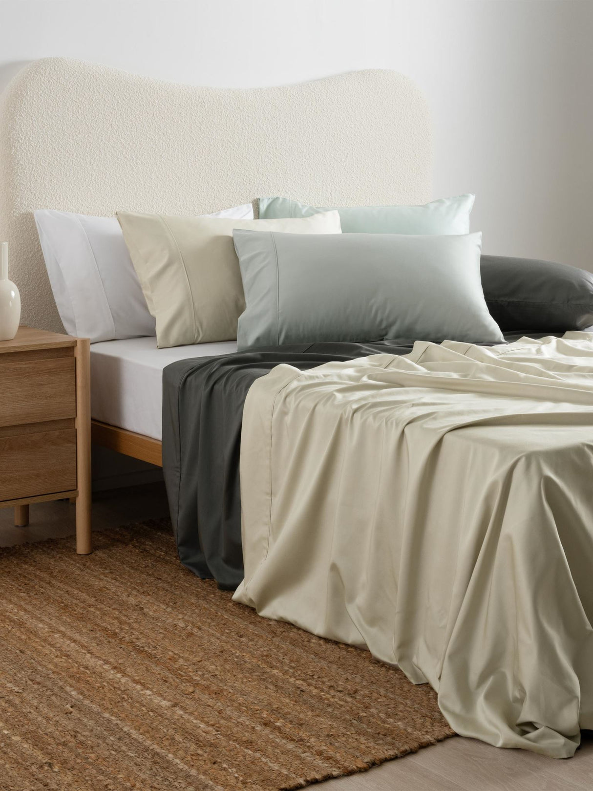 Split Super King - 500T Bamboo Cotton Blend Sheet Set by Savona - Ice Flow