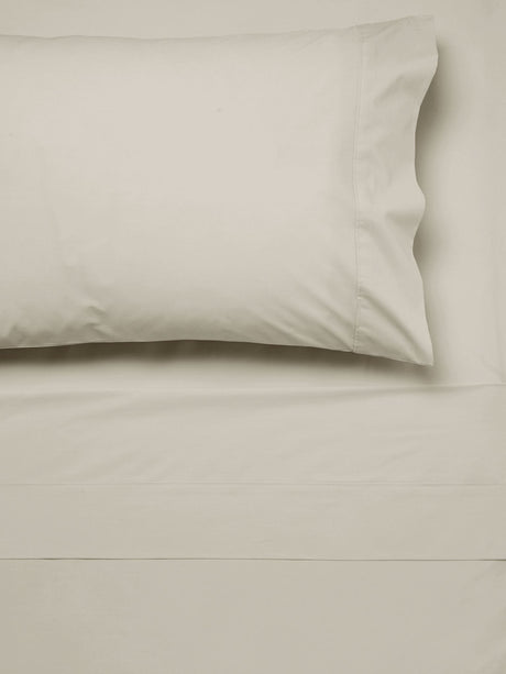 Super King Sheet Set in Linen, 300T Cotton by Savona, featuring a fitted sheet, flat sheet, and cuffed pillowcases for luxury.