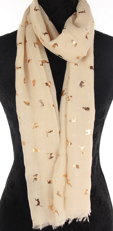 Scarf - Cat Rose Gold Foil - White