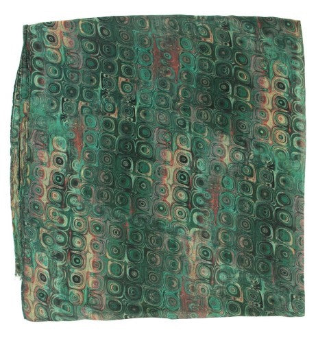 Scarf - Peacock Pattern Reversable GREEN