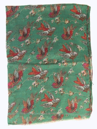 Scarf - Birds Reversable Scarf GREEN - Set of 2