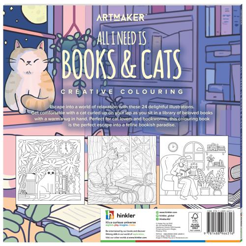 Art Maker Creative Colouring All I Need Is Books & Cats