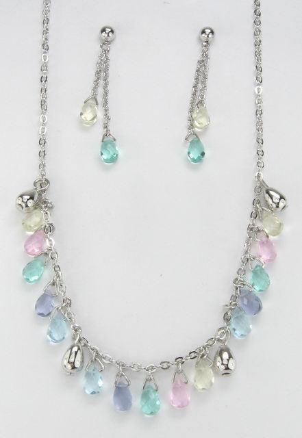 Earring & Necklace Set Multidrop Crystal