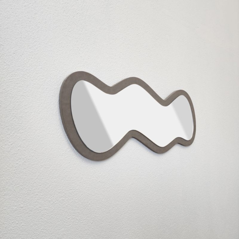 Squiggle Mirror in grey VCM, 70cm, featuring a playful design ideal for enhancing modern home decor.