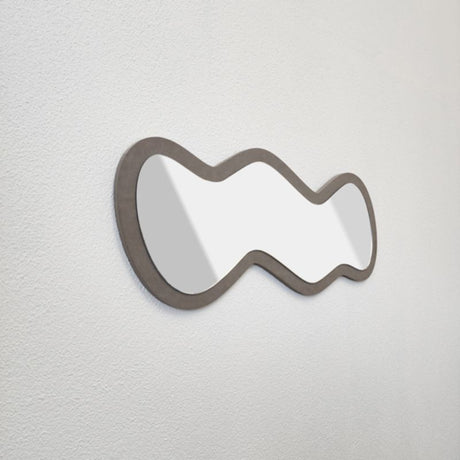 Squiggle Mirror in grey VCM, 70cm, featuring a playful design ideal for enhancing modern home decor.