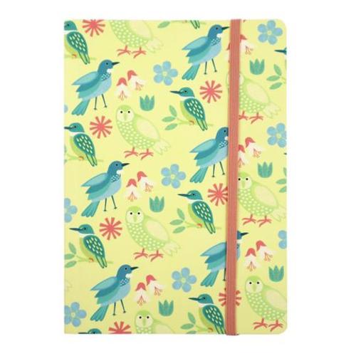 Notebook Yellow with Elastic NZ Birds A5 192pgs