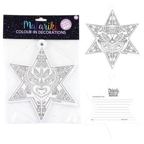Matariki Colour-In Star Set Incl. Dreams 25cm 36pc