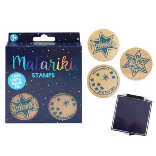 Matariki Stamp Set 3pc 45mm + Ink