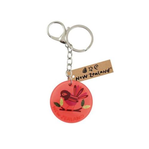 Keyring with Clip NZ Round Fantail 45mm