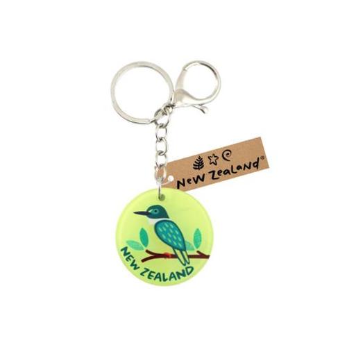 Keyring with Clip NZ Round Kingfisher 45mm