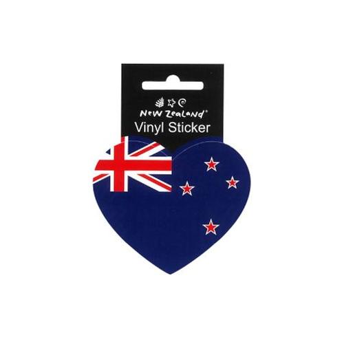 Vinyl Sticker NZ Flag Heart 9cm