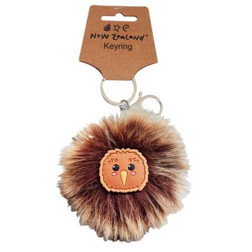 Keyring Pom Pom NZ Kiwi Bird 6.7cm
