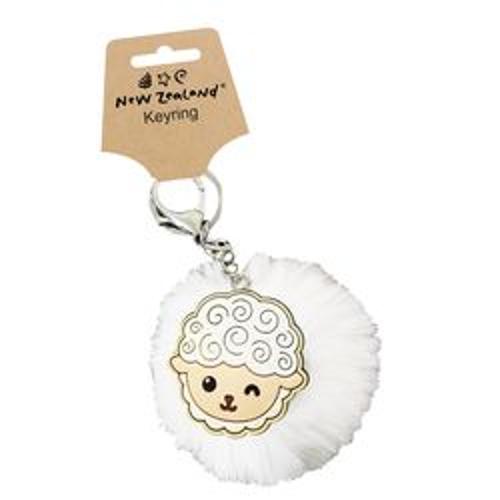Keyring Pom Pom NZ Sheep 6.7 Cm