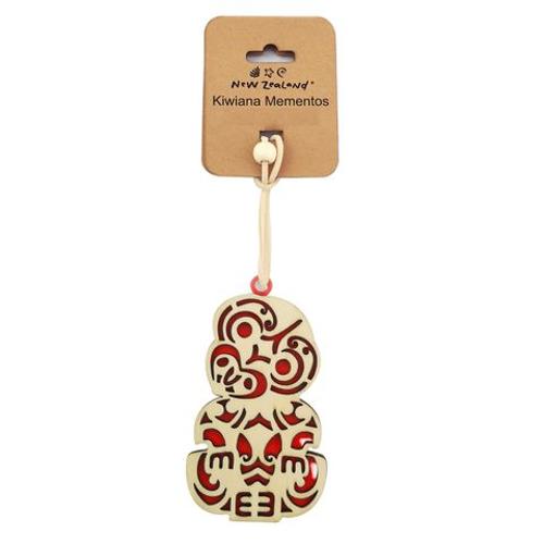 NZ Hanging Ornament Coloured Tiki 10cm