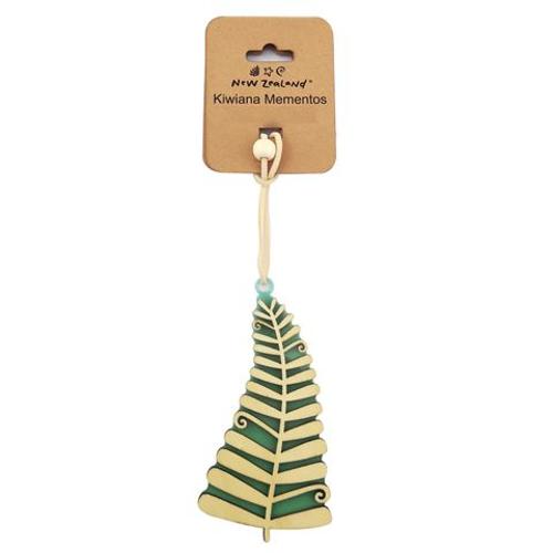 NZ Hanging Ornament Coloured Fern 10cm