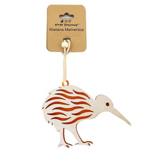 NZ Hanging Ornament Coloured Kiwi 10cm