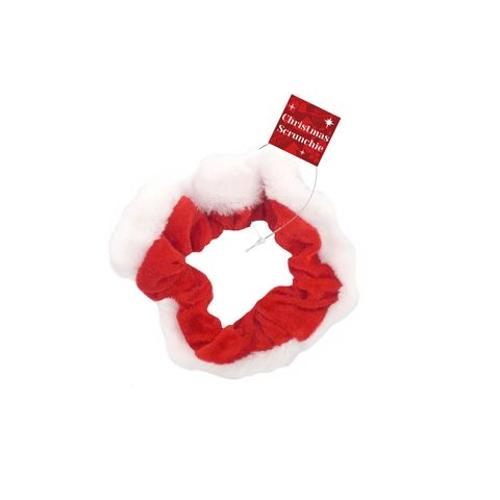 Xmas Hair Scrunchy Soft Red & White