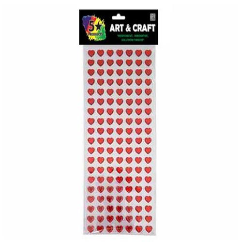 Self Stick Gems Red Heart 133pc