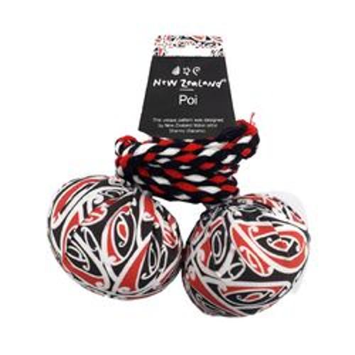 NZ Poi with Maori Patterned Fabric