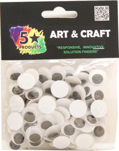 Moving Eyes 15mm 90pcs Black