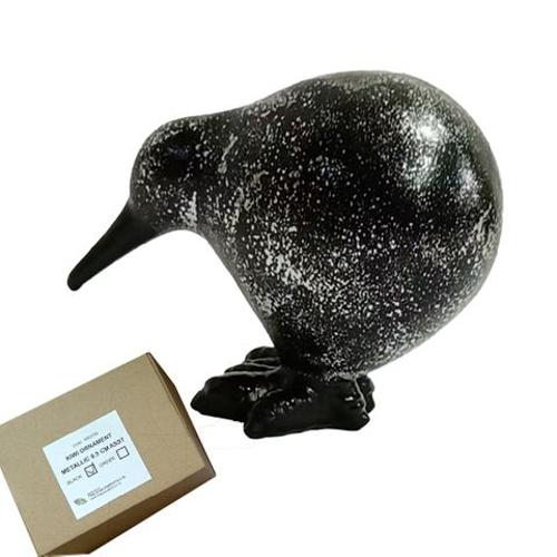 Kiwi Ornament Silver/Black 9.5cm
