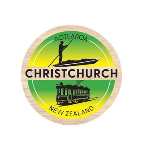 Magnet Chch Outline Round Wooden 70 Mm