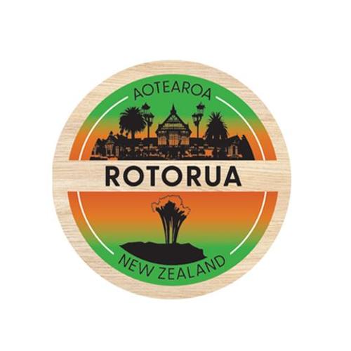 Magnet Rotorua Outline Round Wooden 70 Mm