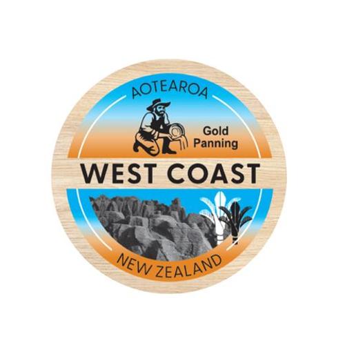 Magnet West Coast Outline Icon Round Wooden 70 Mm