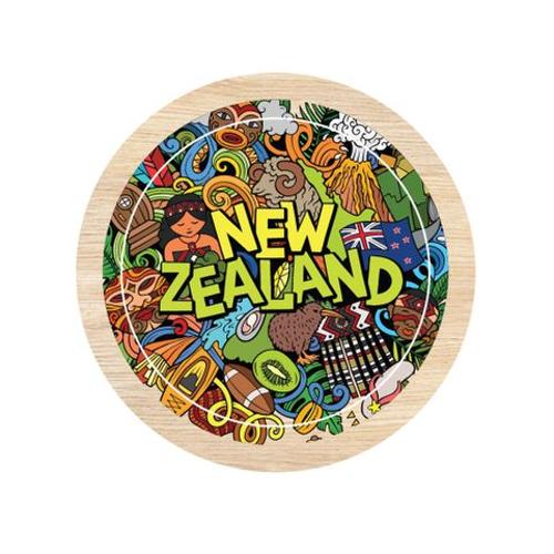 Magnet NZ Icons Round Wooden 70 Mm