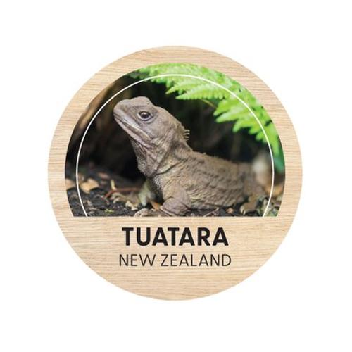 Magnet Tuatara Round Wooden 70 Mm