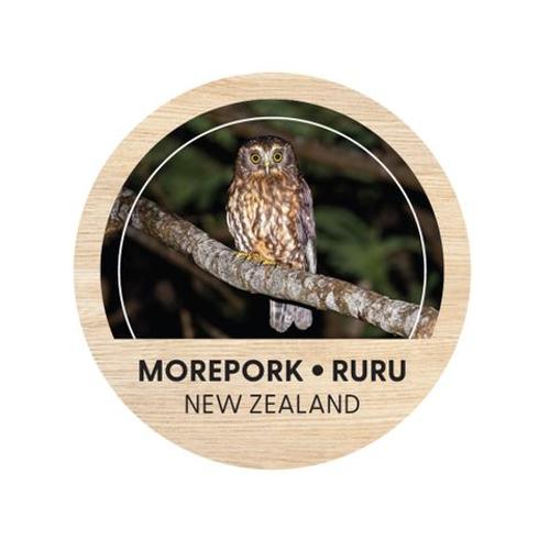 Magnet Morepork Round Wooden 70 Mm