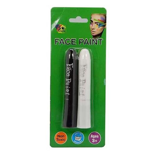 Black & White Face Paint Pack - 2 Col Appl Stick