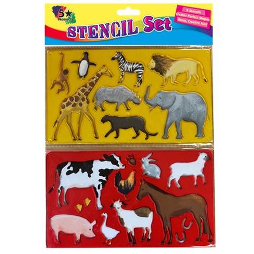 Stencil 2 Piece Farm & Wild Animals
