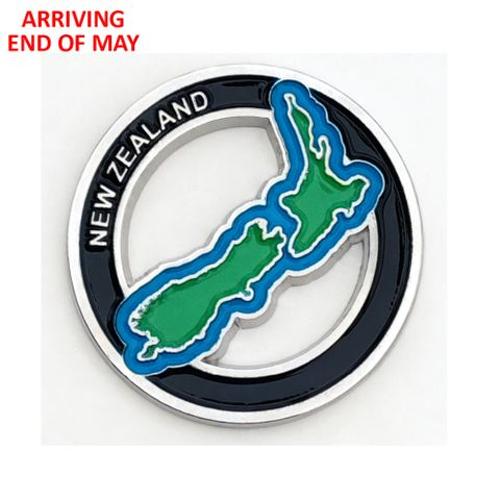 Magnet Metal NZ Map Round 4cm