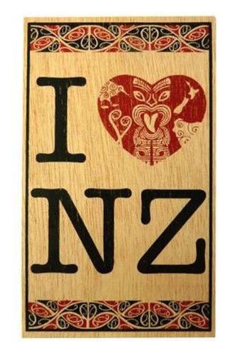 Postcard Wooden I Love Nz