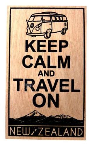 Postcard Wooden Keep Calm & Travel On