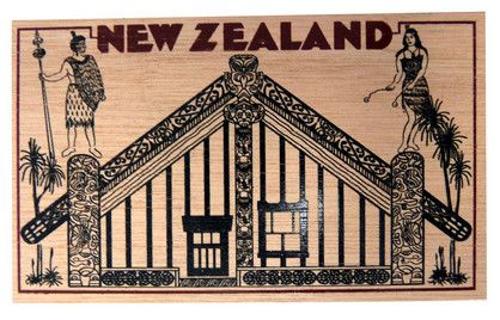 Postcard Wooden Maori Meeting House