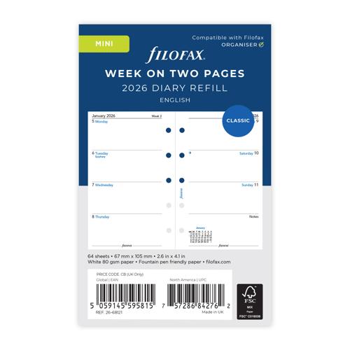 Filofax Refill Classic WTV Mini 2026