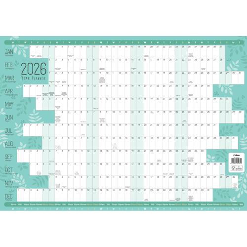 Collins A2 Designer Wallplanner Unlaminated 2026 - Smartfox