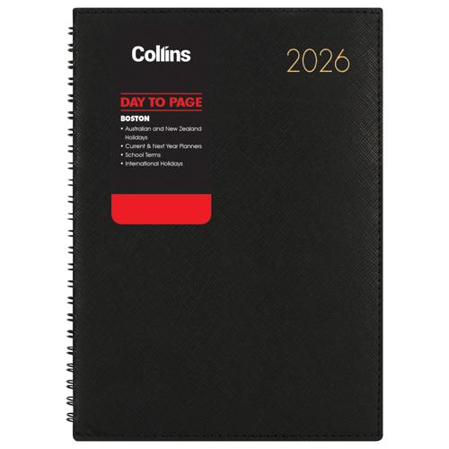 Collins Boston A51 DTP Diary Black Wiro 2026